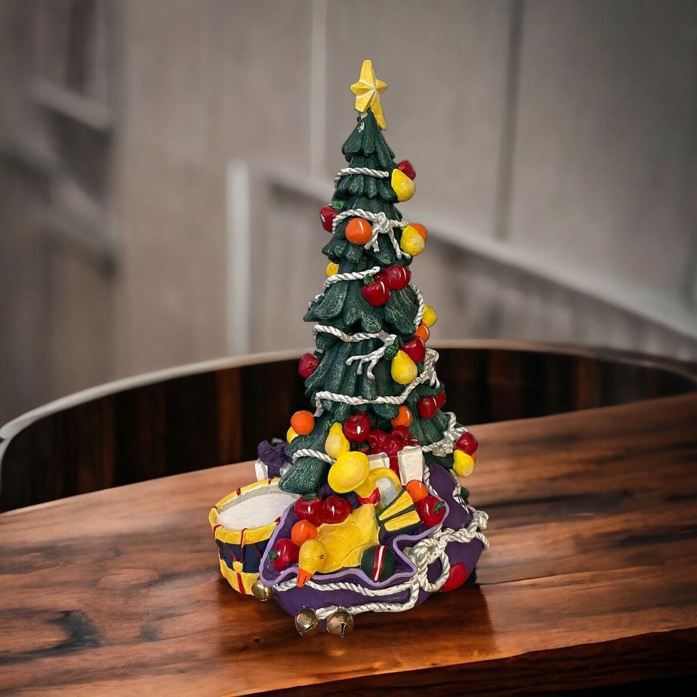 Dept 56 Christmas Tree Fruit Apples Pears Presents Duck Resin 8" 9302-5 Figurine